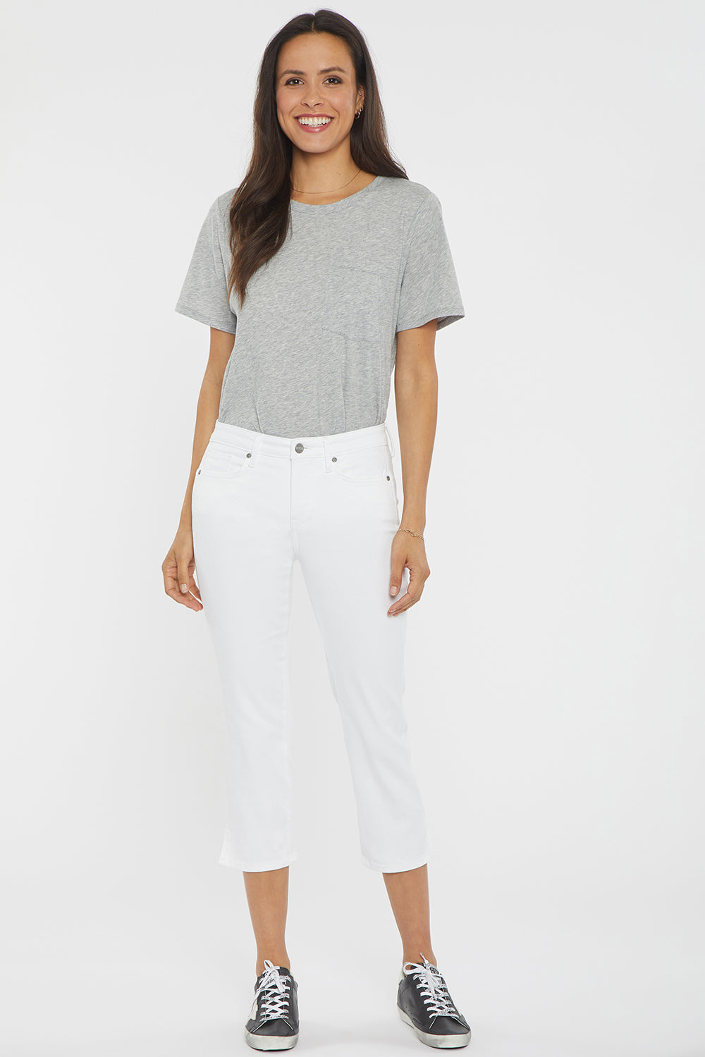 NYDJ Chloe Capri Jeans In Petite With Side Slits - Optic White