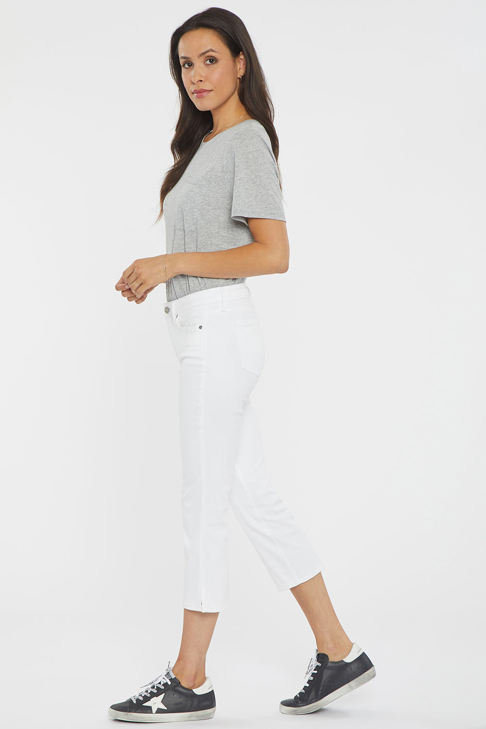 NYDJ Chloe Capri Jeans In Petite With Side Slits - Optic White