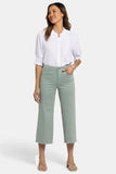 NYDJ Brigitte Wide Leg Capri Jeans In Petite With High Rise And Frayed Hems - Lily Pad