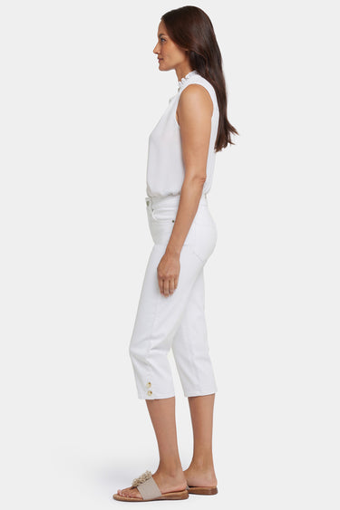 NYDJ Marilyn Straight Crop Jeans In Petite With Side Button Plackets - Optic White