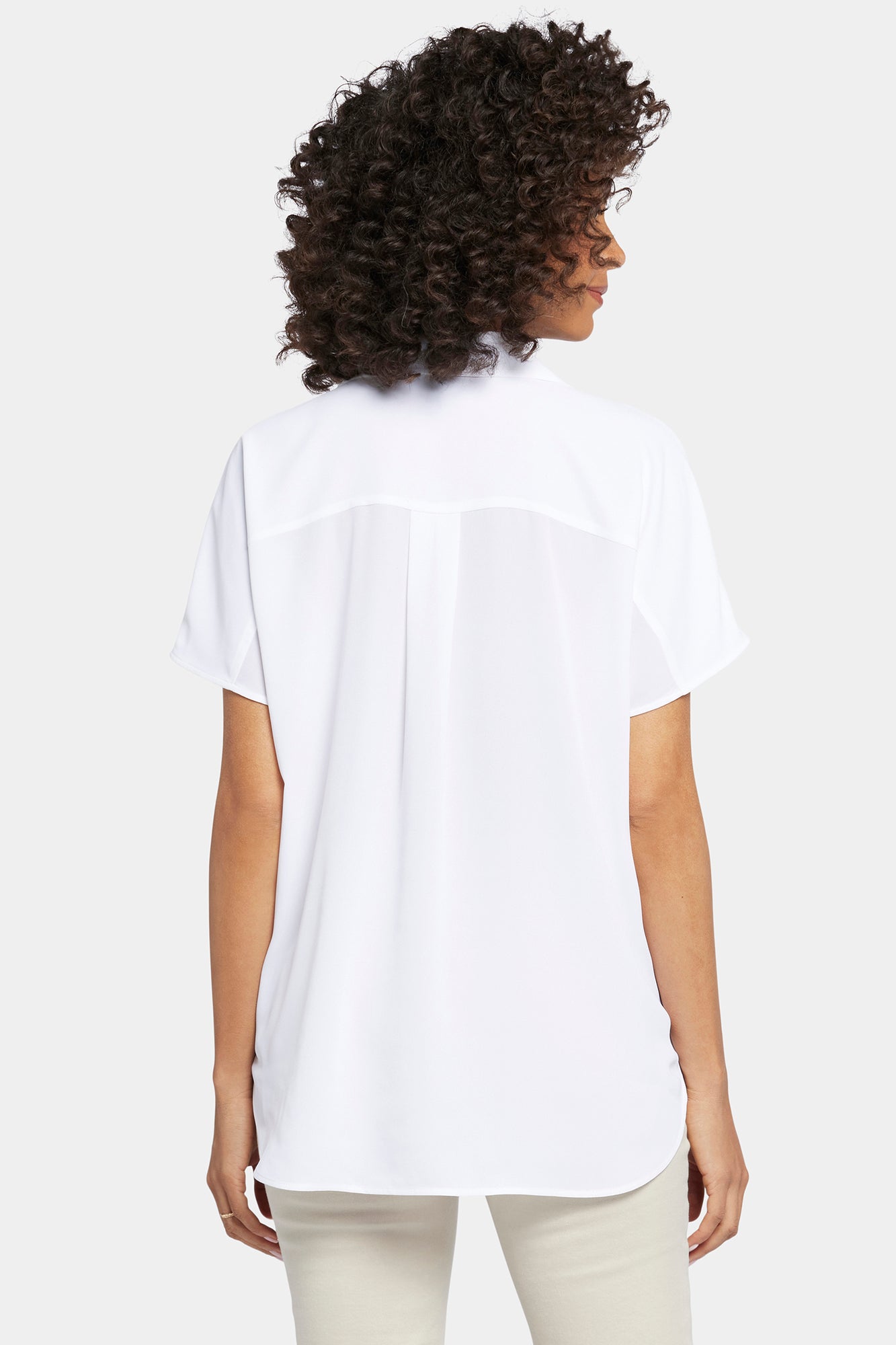 NYDJ Becky Short Sleeved Blouse In Petite - Optic White