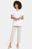 NYDJ Becky Short Sleeved Blouse In Petite - Optic White