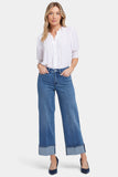 NYDJ Teresa Wide Leg Jeans In Petite With High Rise, 26" Inseam And 4" Cuffs - Stillwater Lake