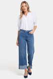 NYDJ Teresa Wide Leg Jeans In Petite With High Rise, 26" Inseam And 4" Cuffs - Stillwater Lake