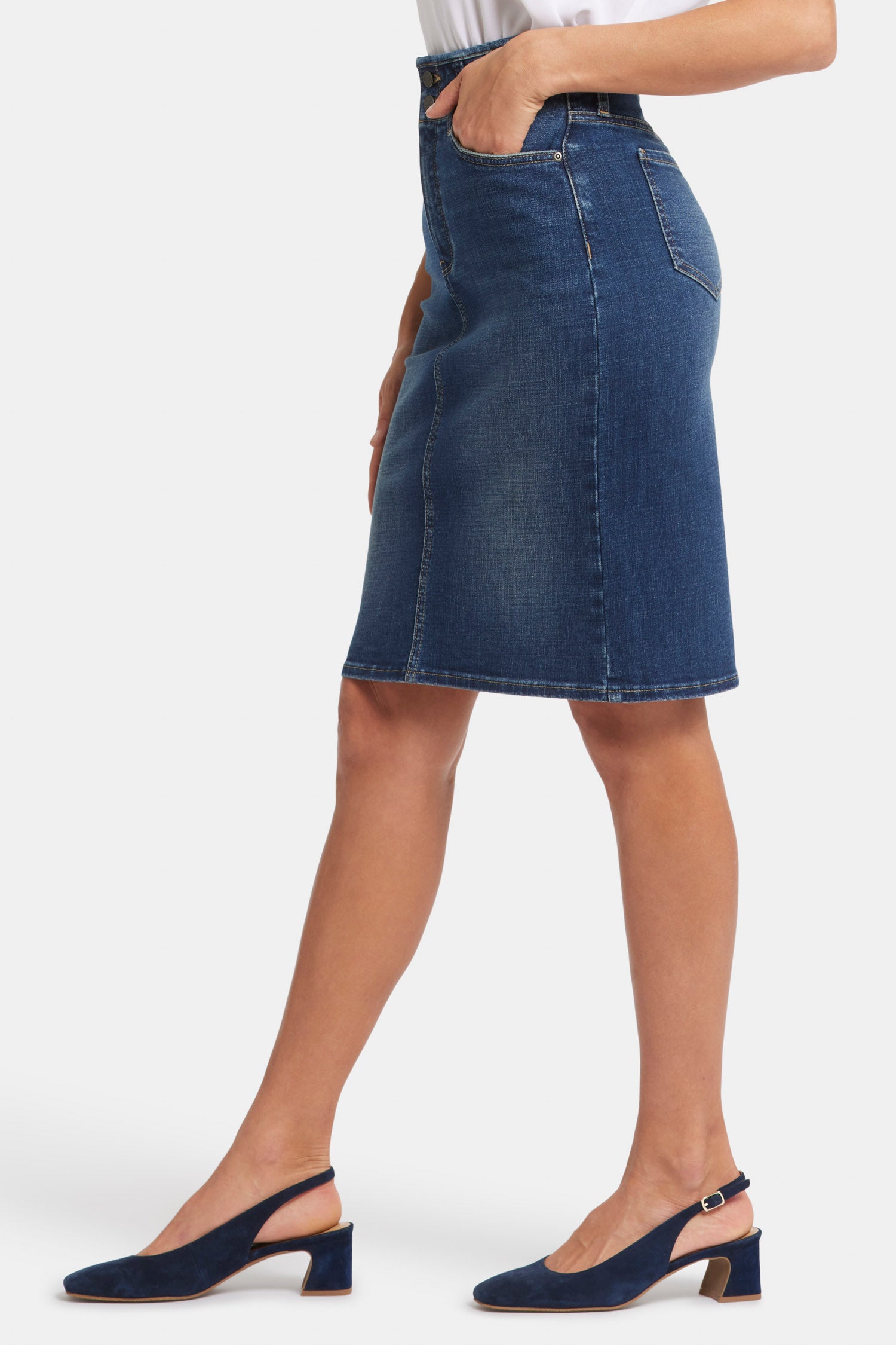 High Waist Skirt In Petite - Olympus Blue | NYDJ