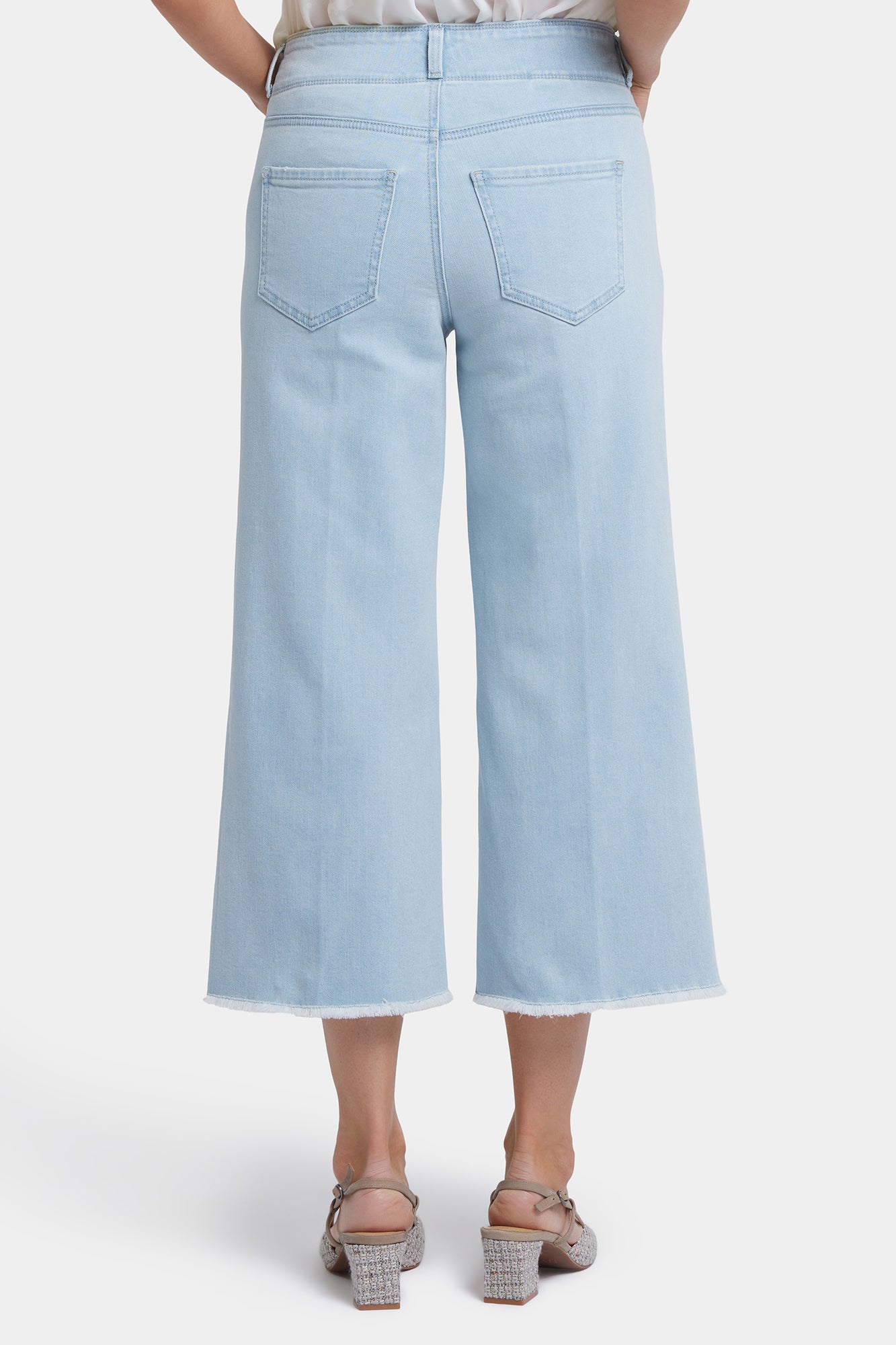 NYDJ Brigitte Wide Leg Capri Jeans In Petite With High Rise And Frayed Hems - Clear Waters