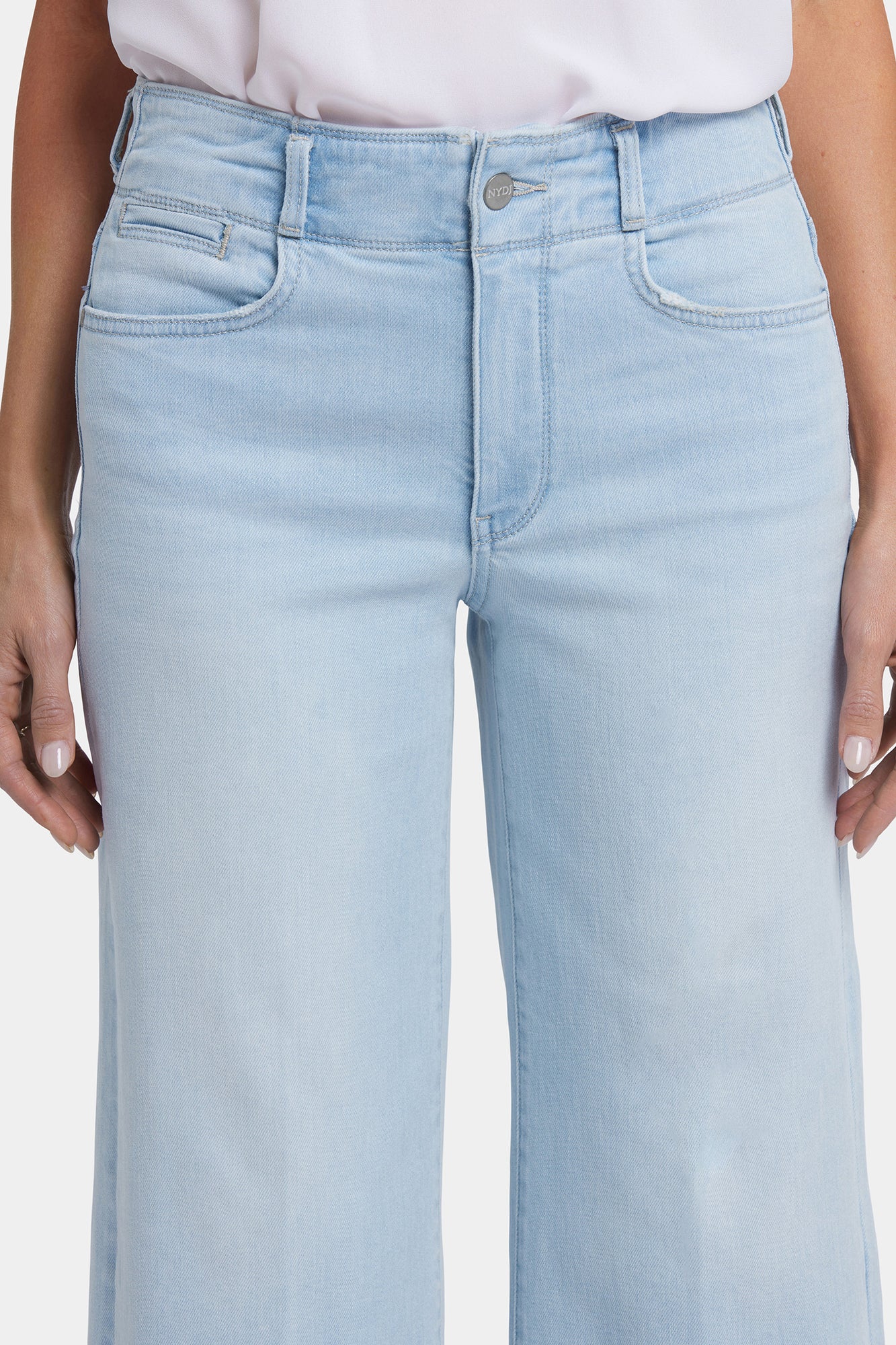 NYDJ Brigitte Wide Leg Capri Jeans In Petite With High Rise And Frayed Hems - Clear Waters