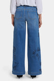 NYDJ Teresa Wide Leg Jeans In Petite With Embroidery - Water Canyon