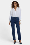 NYDJ Marilyn Straight Jeans In Petite With High Rise And 29" Inseam - Dark Denim Leopard
