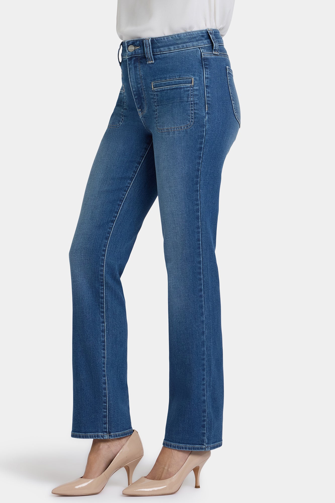 NYDJ Marilyn Straight Jeans In Petite With High Rise, Utility Welt Pockets And 29