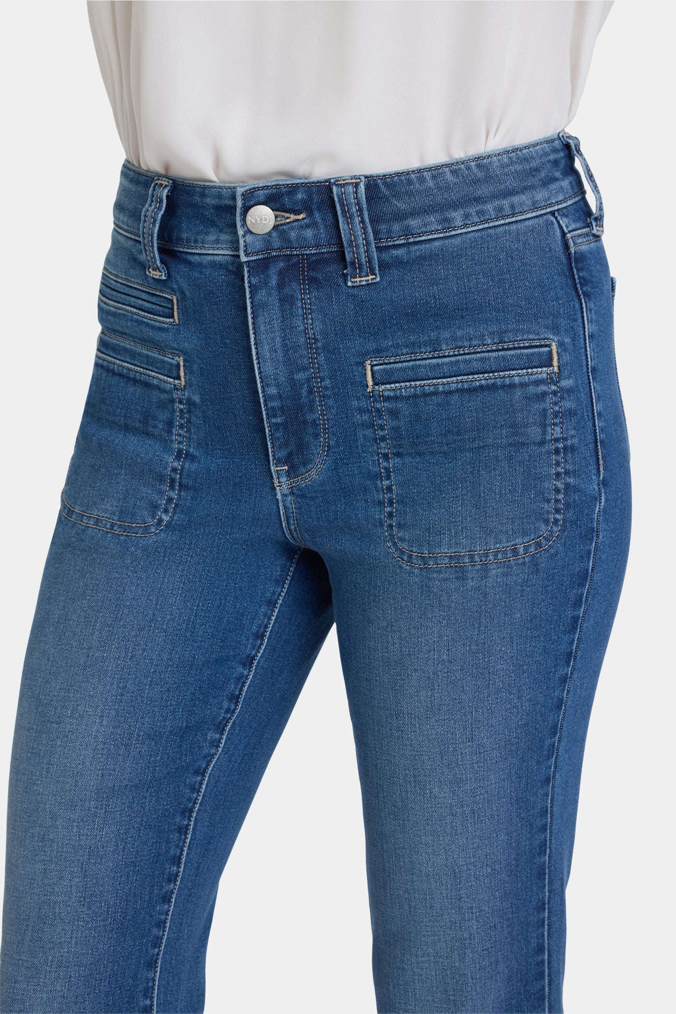 NYDJ Marilyn Straight Jeans In Petite With High Rise, Utility Welt Pockets And 29