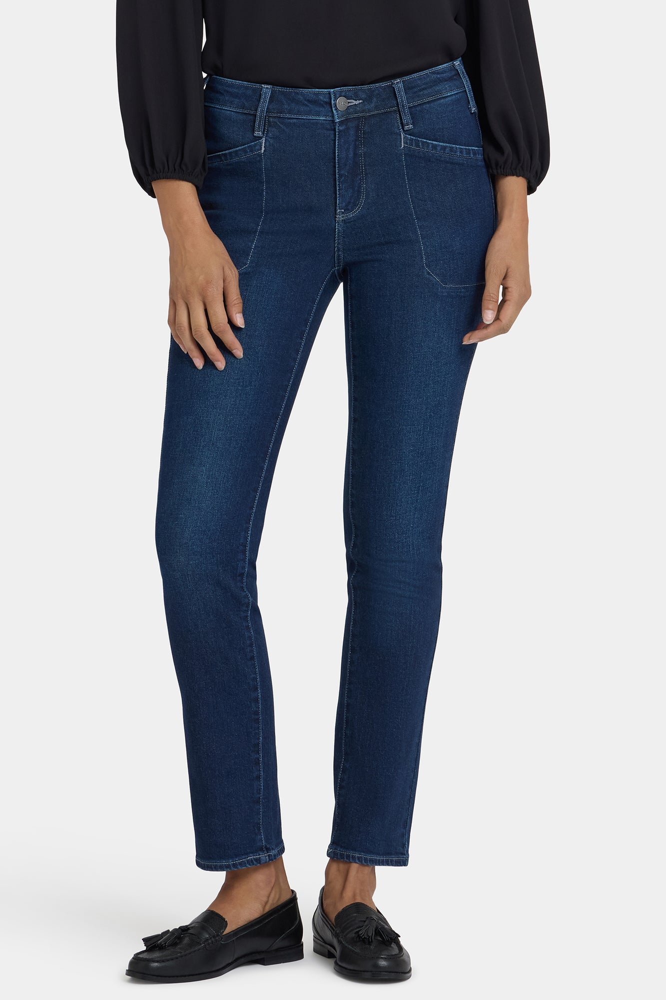 NYDJ Sheri Slim Jeans In Petite With Utility Pockets - Ink Skyline