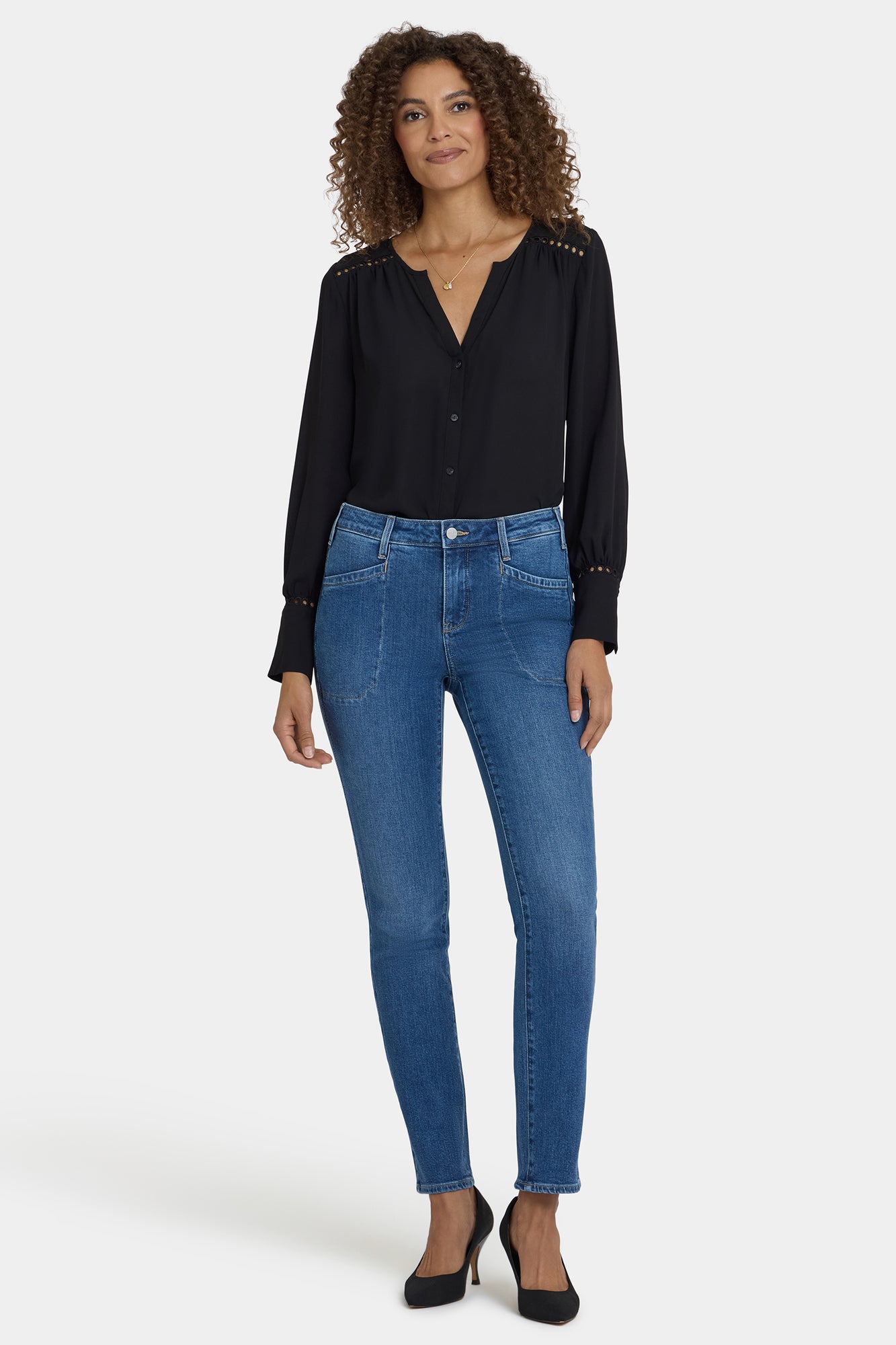 NYDJ Sheri Slim Jeans In Petite With Utility Pockets - Opera Blue