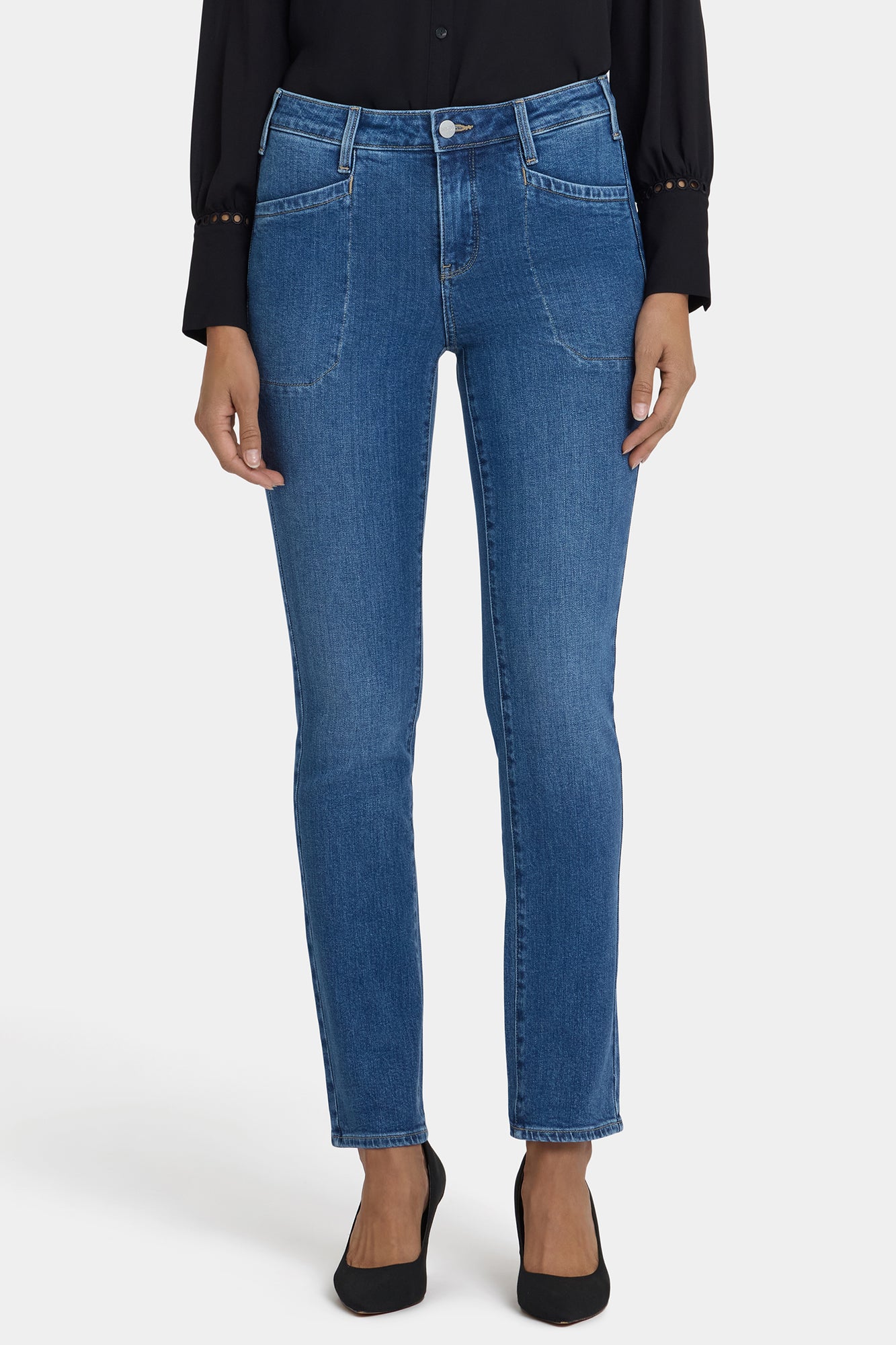 NYDJ Sheri Slim Jeans In Petite With Utility Pockets - Opera Blue