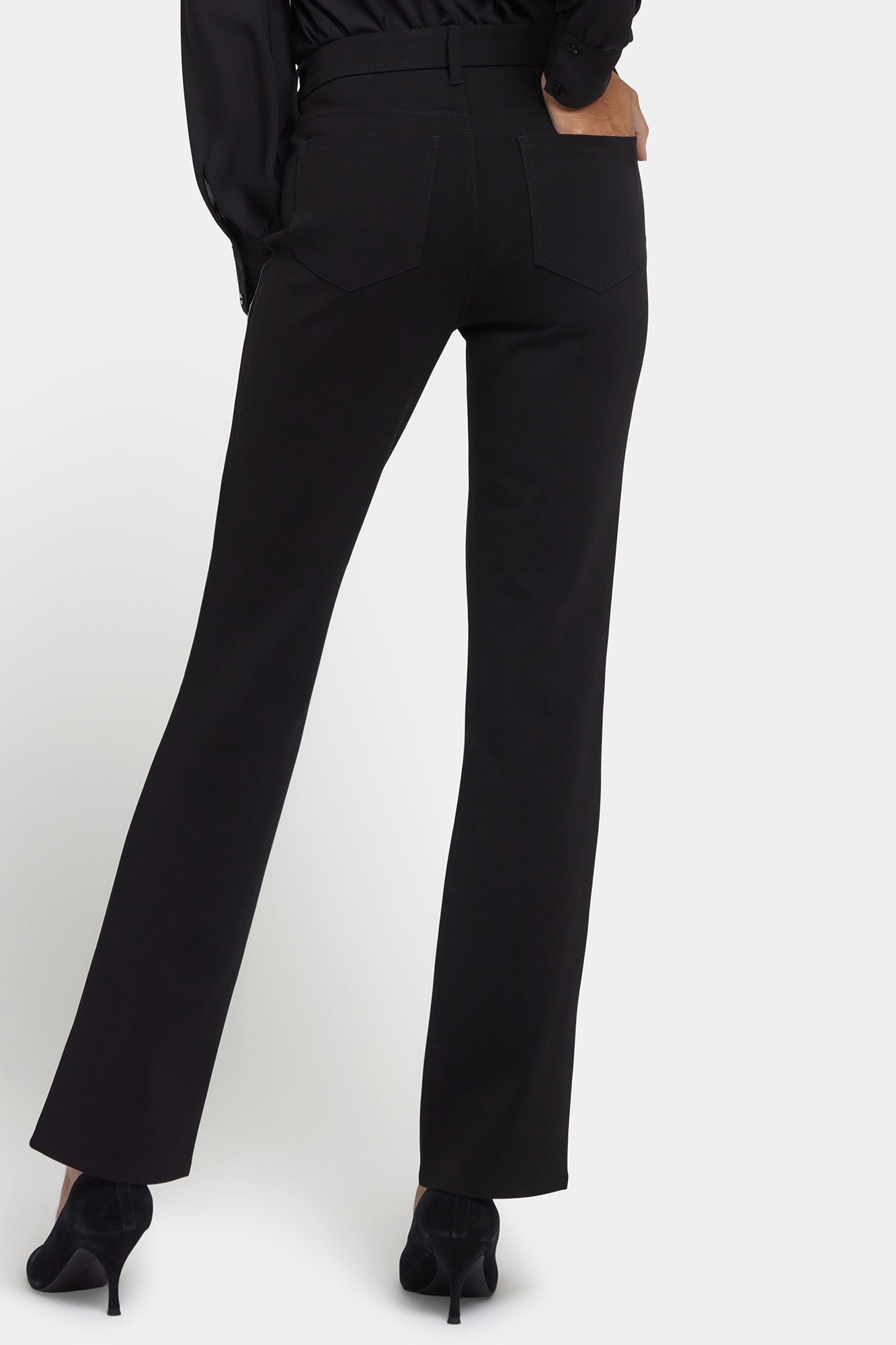 NYDJ Vegan Stretch Leather Marilyn Straight Pants In Petite Sculpt-Her™ Collection - Black