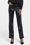 NYDJ Vegan Stretch Leather Marilyn Straight Pants In Petite Sculpt-Her™ Collection - Black