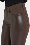 NYDJ Vegan Stretch Leather Marilyn Straight Pants In Petite Sculpt-Her™ Collection - Coffee Bean