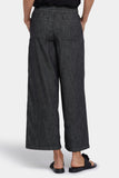 NYDJ Jayne Pull-On Wide Leg Ankle Pants In Petite - Black Rinse