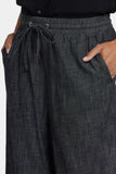 NYDJ Jayne Pull-On Wide Leg Ankle Pants In Petite - Black Rinse