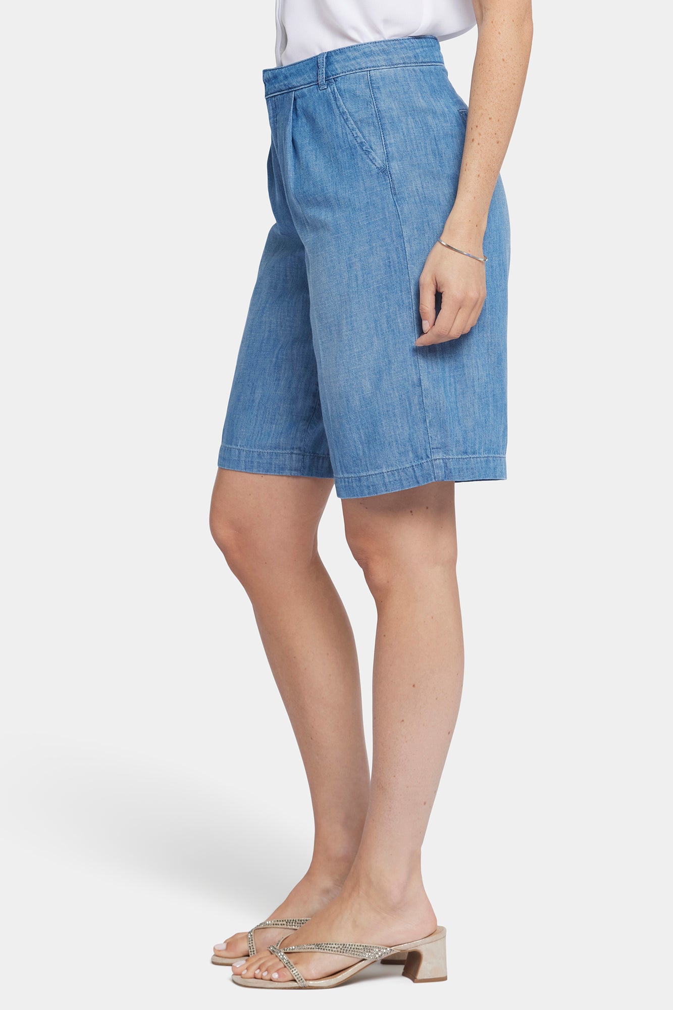 NYDJ Relaxed Denim Bermuda Shorts In Petite With High Rise - Corfu