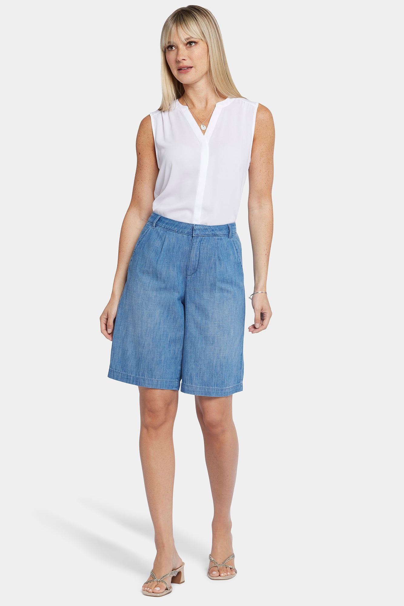 NYDJ Relaxed Denim Bermuda Shorts In Petite With High Rise - Corfu