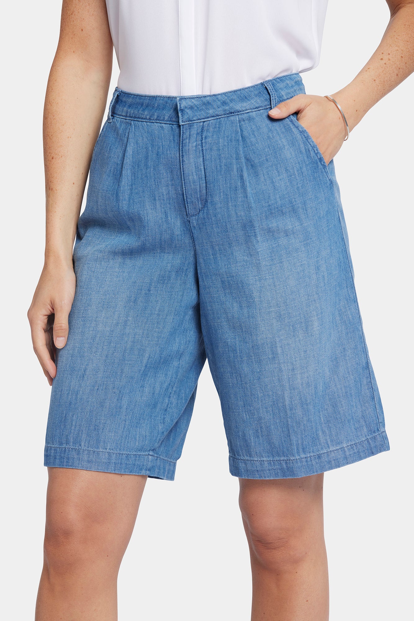 NYDJ Relaxed Denim Bermuda Shorts In Petite With High Rise - Corfu