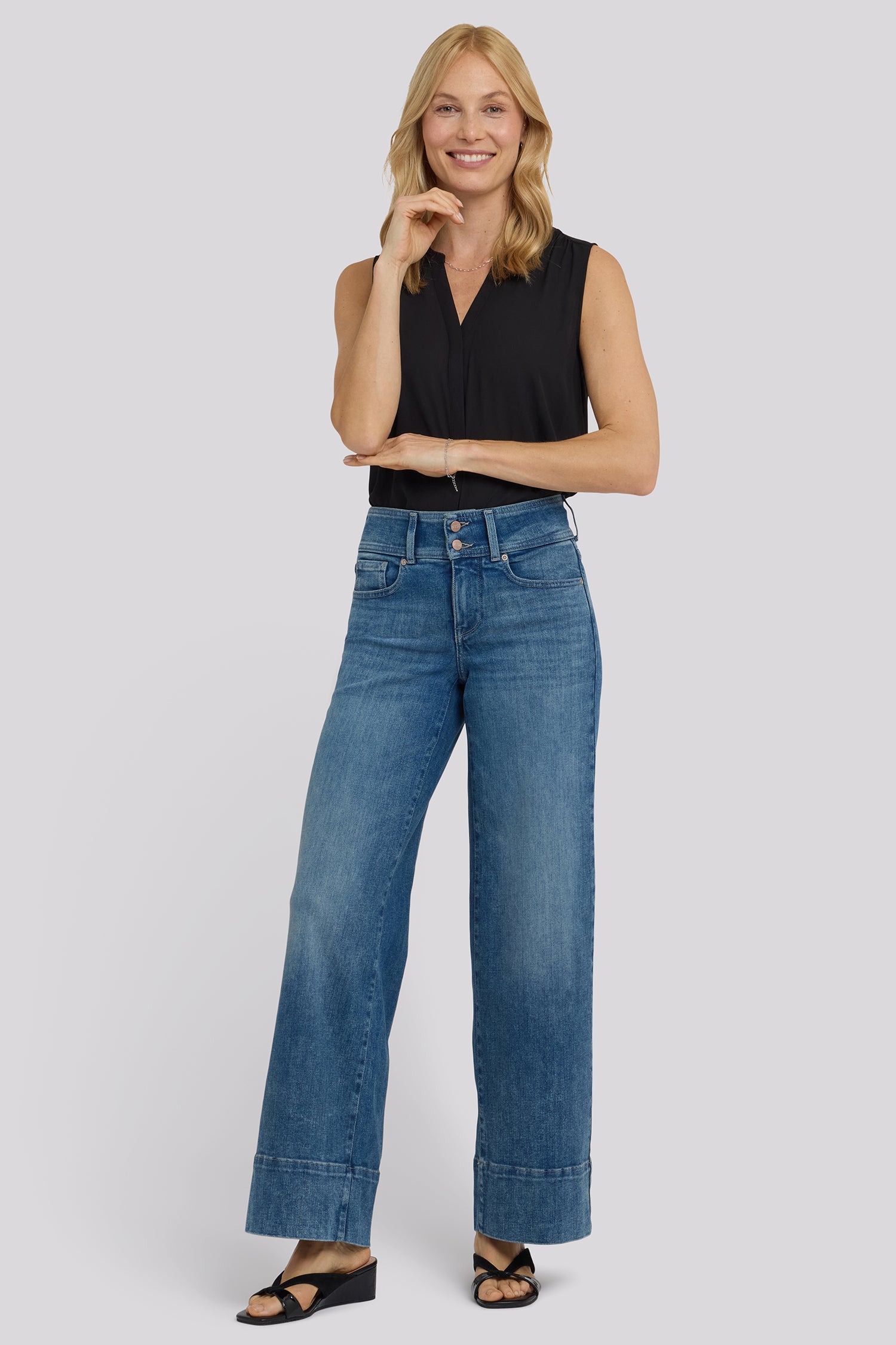 Teresa Wide Leg Jeans In Petite In Re-New™ Denim With Double