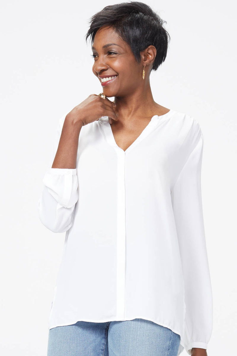 NYDJ Pintuck Blouse In Petite - Optic White