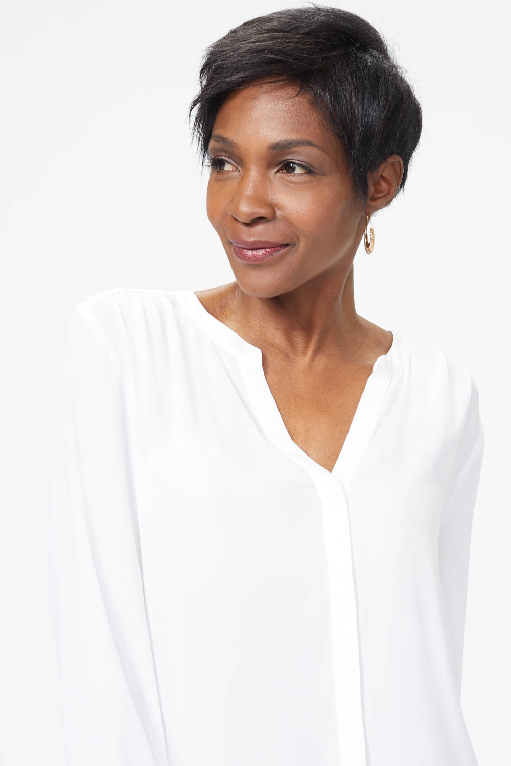 NYDJ Pintuck Blouse In Petite - Optic White