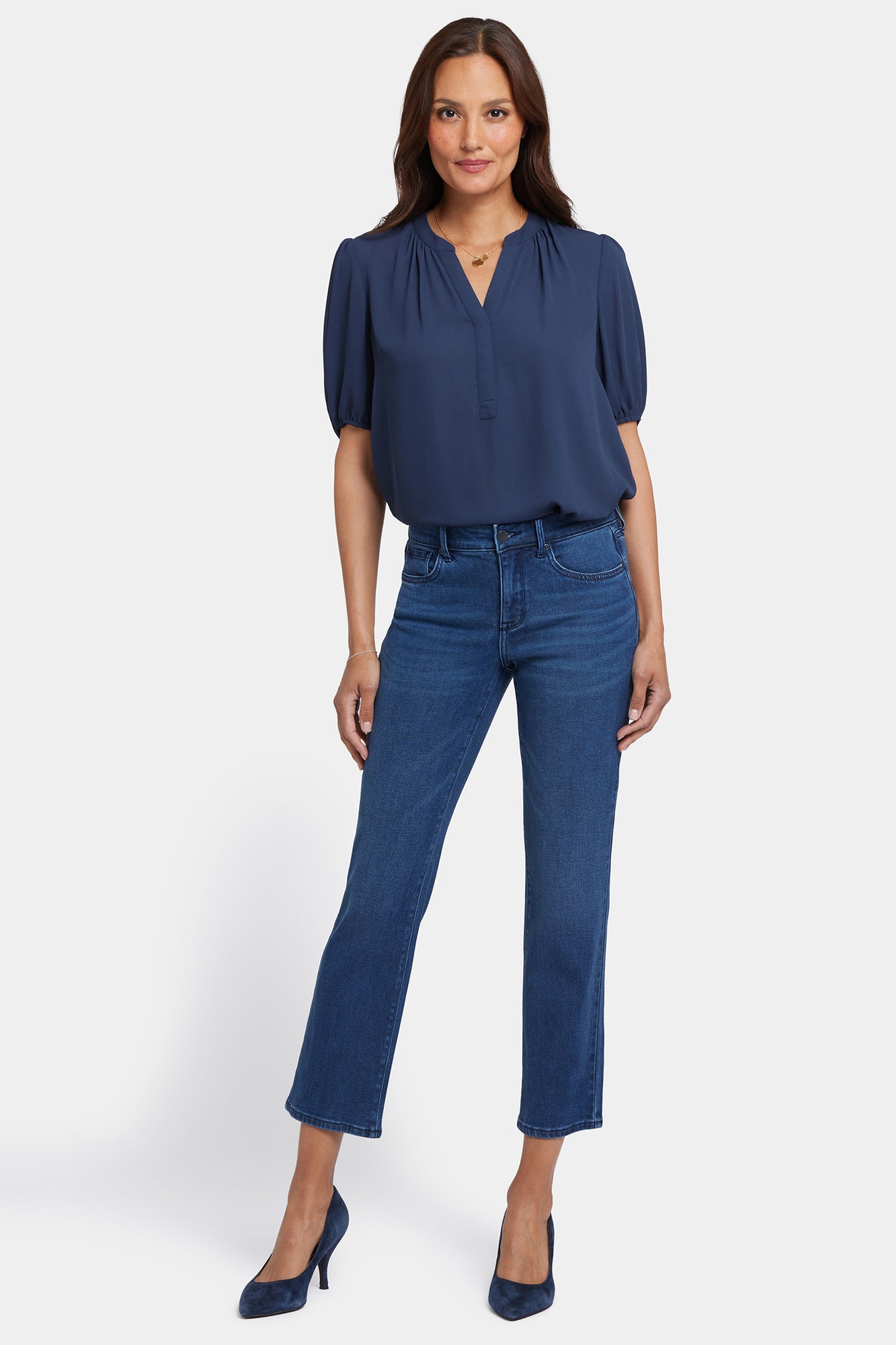 NYDJ Marilyn Straight Ankle Jeans In Petite In Soft-Contour Denim™ - Ibiza Blues
