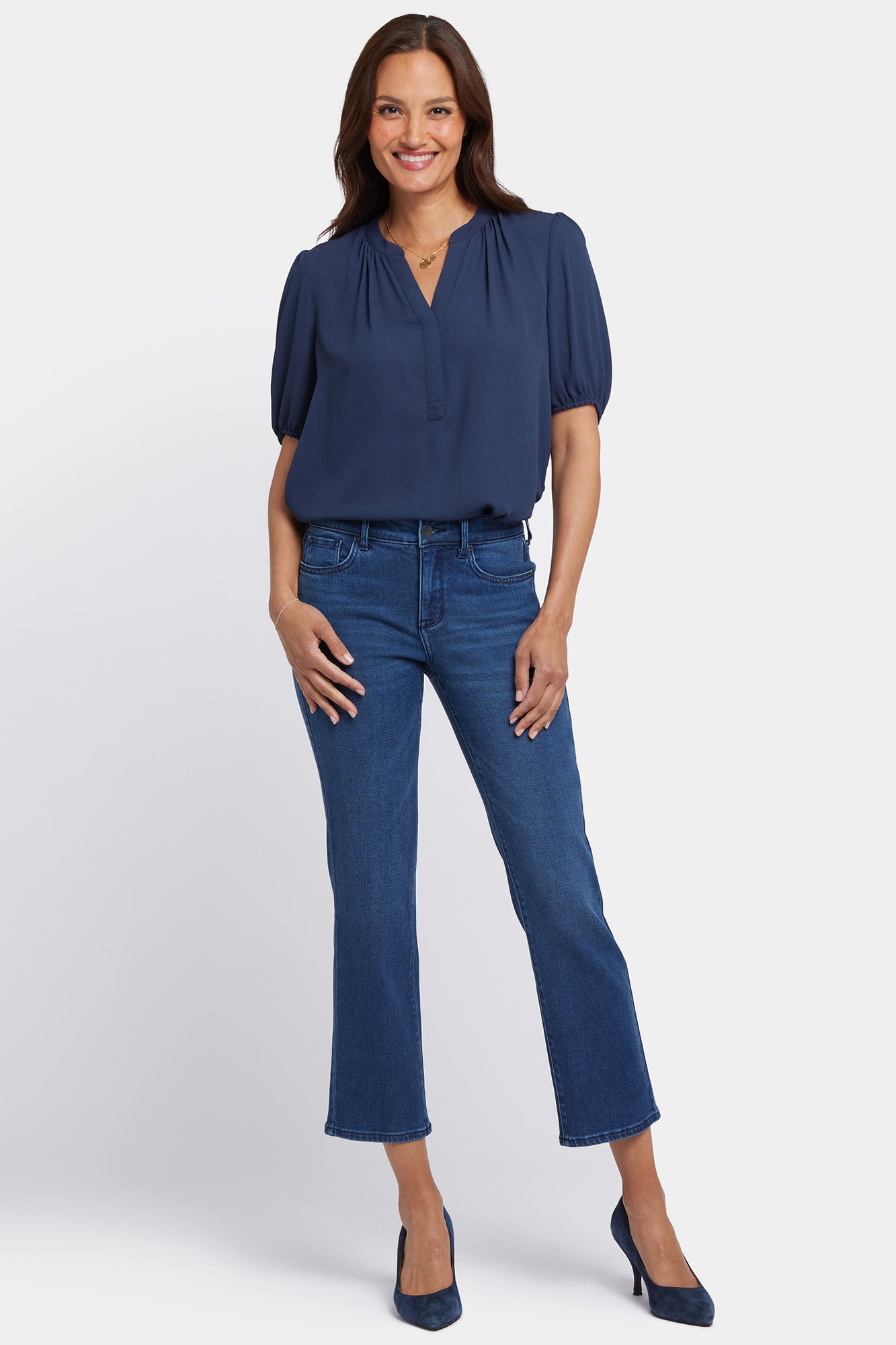NYDJ Marilyn Straight Ankle Jeans In Petite In Soft-Contour Denim™ - Ibiza Blues