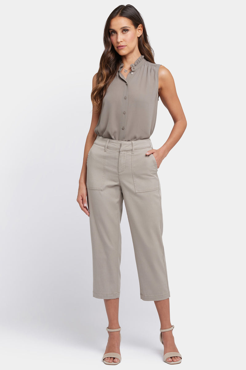 NYDJ Utility Pants In Petite In Stretch Twill With High Rise - Saddlewood