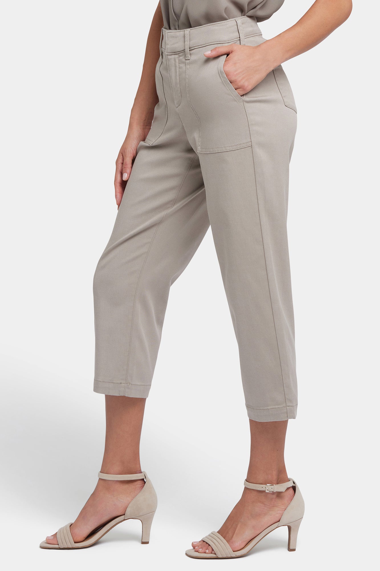 NYDJ Utility Pants In Petite In Stretch Twill With High Rise - Saddlewood