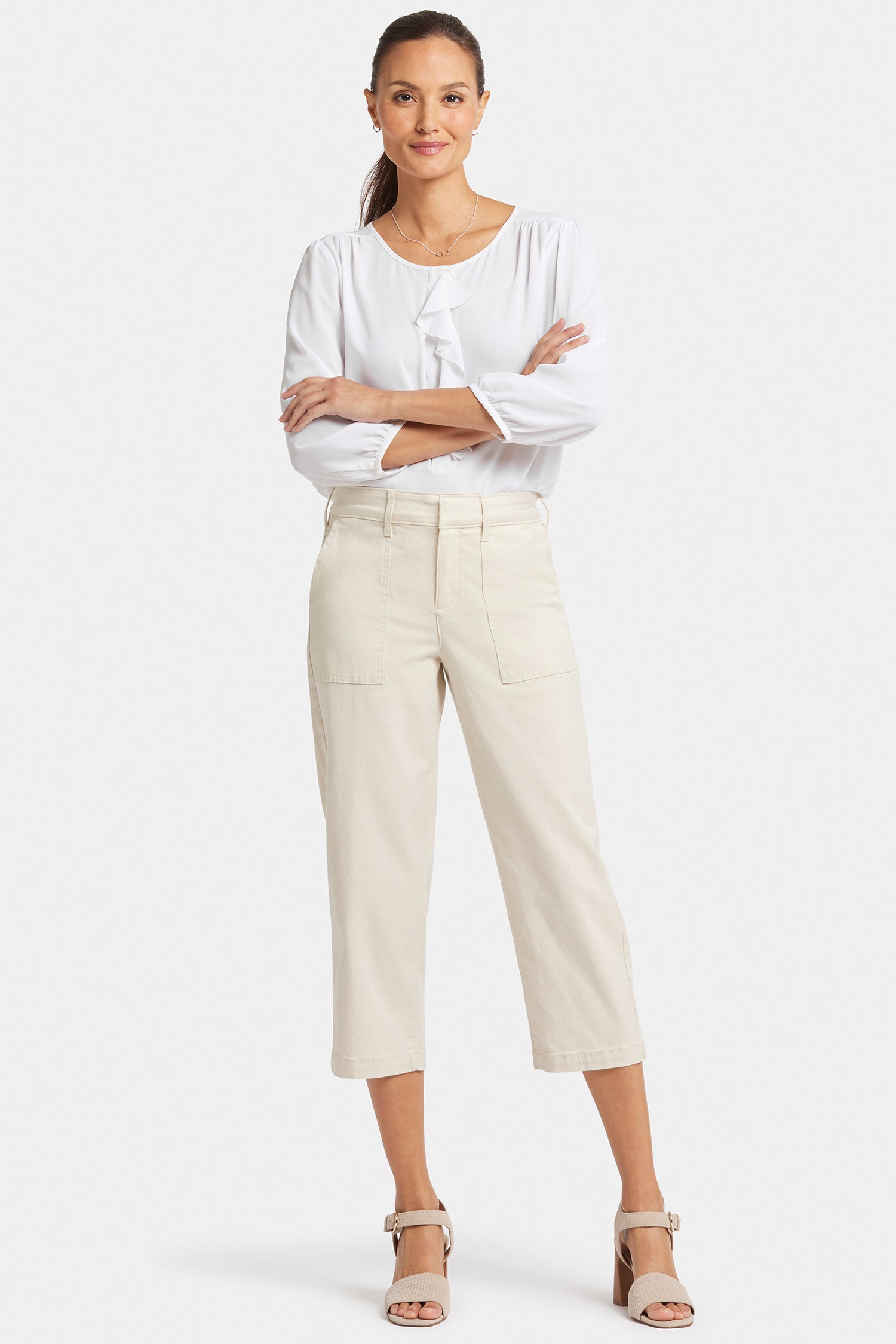 Utility Pants In Petite In Stretch Twill With High Rise - White