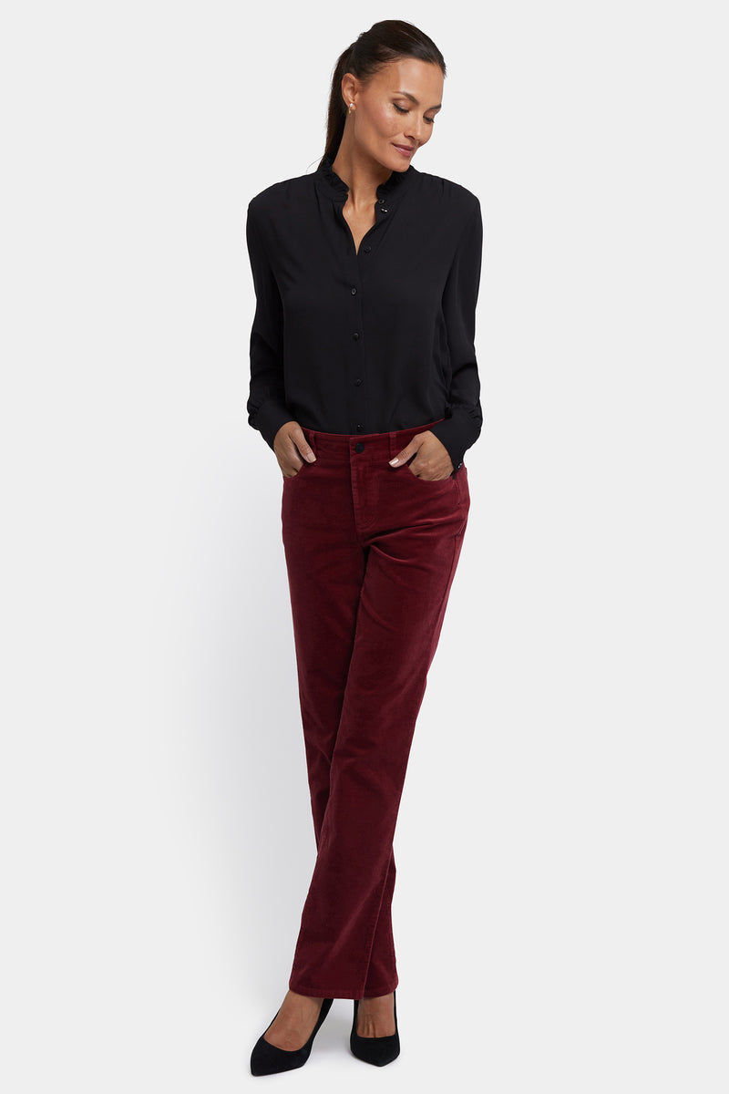 NYDJ Marilyn Straight Pants In Petite In Velveteen - Wild Currant