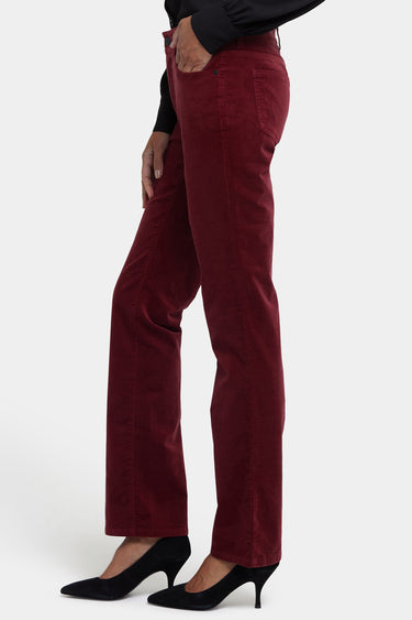 NYDJ Marilyn Straight Pants In Petite In Velveteen - Wild Currant