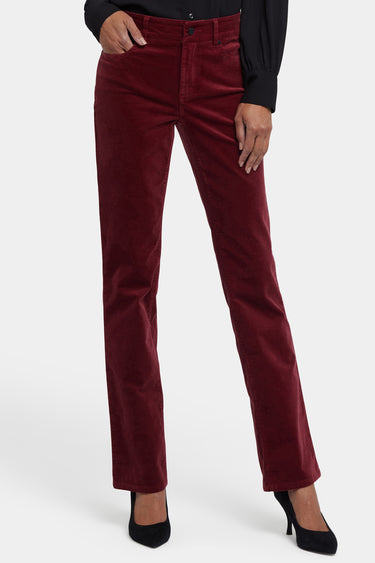 NYDJ Marilyn Straight Pants In Petite In Velveteen - Wild Currant
