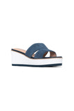 NYDJ Raizy Wedge Sandals In Suede - Navy