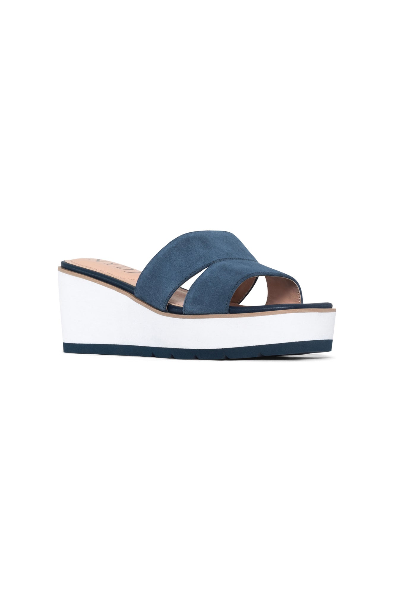 NYDJ Raizy Wedge Sandals In Suede - Navy