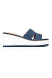 NYDJ Raizy Wedge Sandals In Suede - Navy