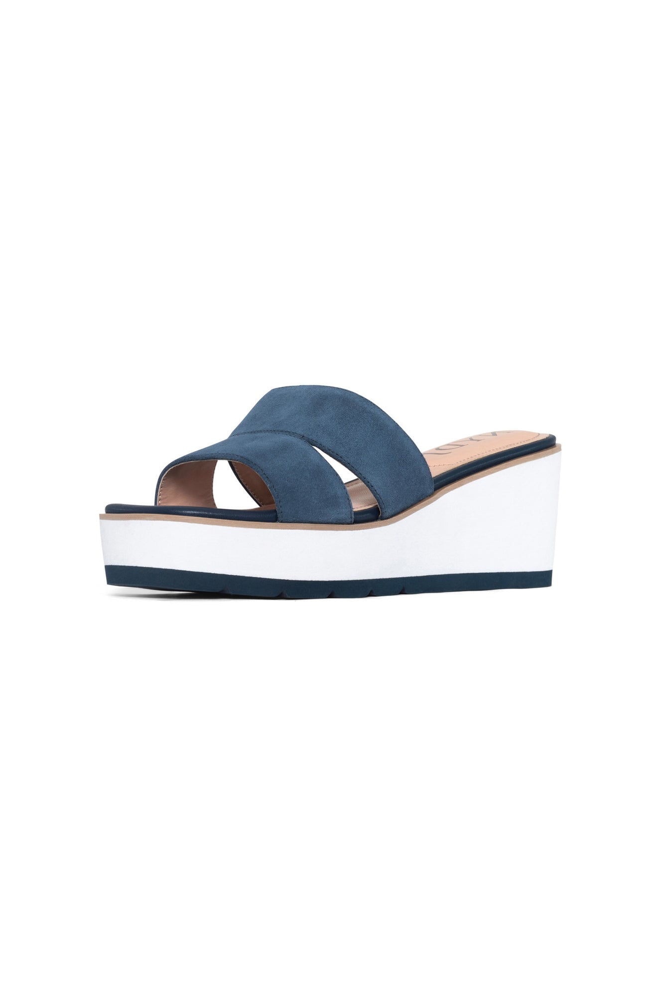 NYDJ Raizy Wedge Sandals In Suede - Navy