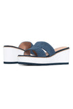 NYDJ Raizy Wedge Sandals In Suede - Navy