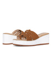 NYDJ Reesie Wedge Sandals In Suede - Cognac