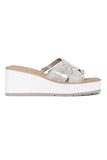 NYDJ Reesie Wedge Sandals In Metallic Suede - Pewter