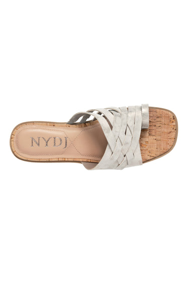 NYDJ Reesie Wedge Sandals In Metallic Suede - Pewter