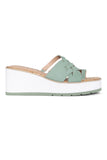 NYDJ Reesie Wedge Sandals In Tumbled Leather - Jade