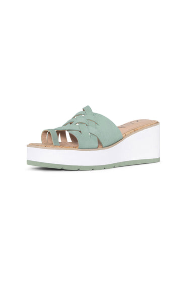 NYDJ Reesie Wedge Sandals In Tumbled Leather - Jade