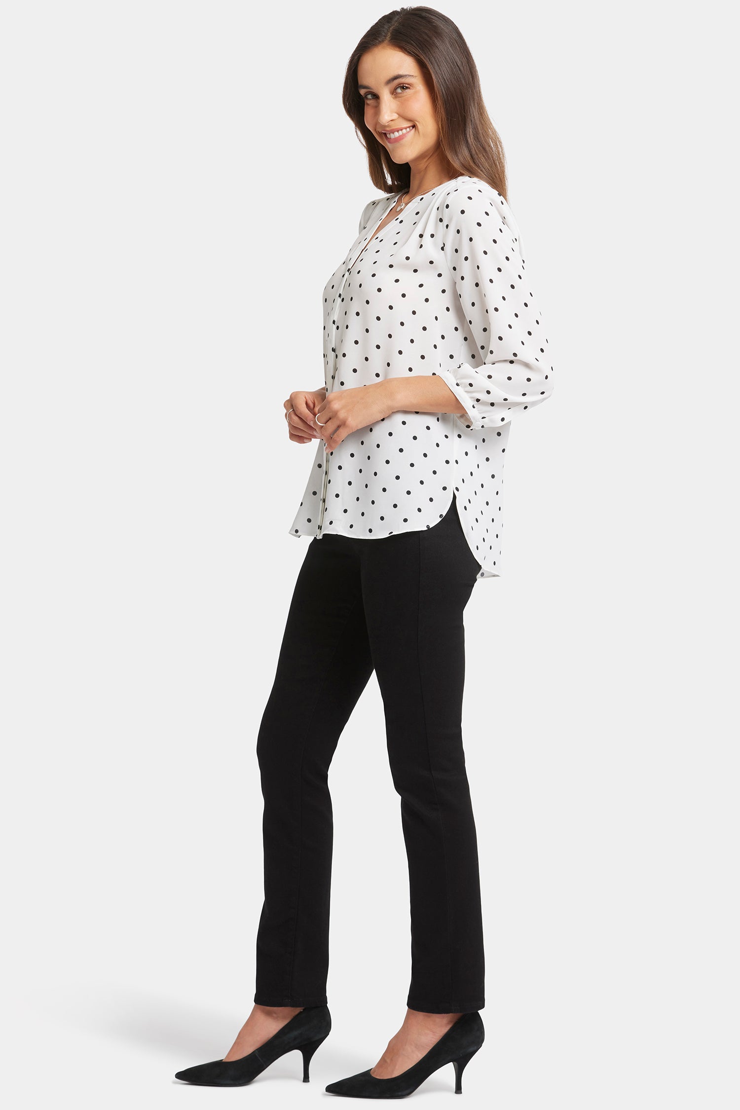 Pintuck Blouse - Stellar Dot White | NYDJ