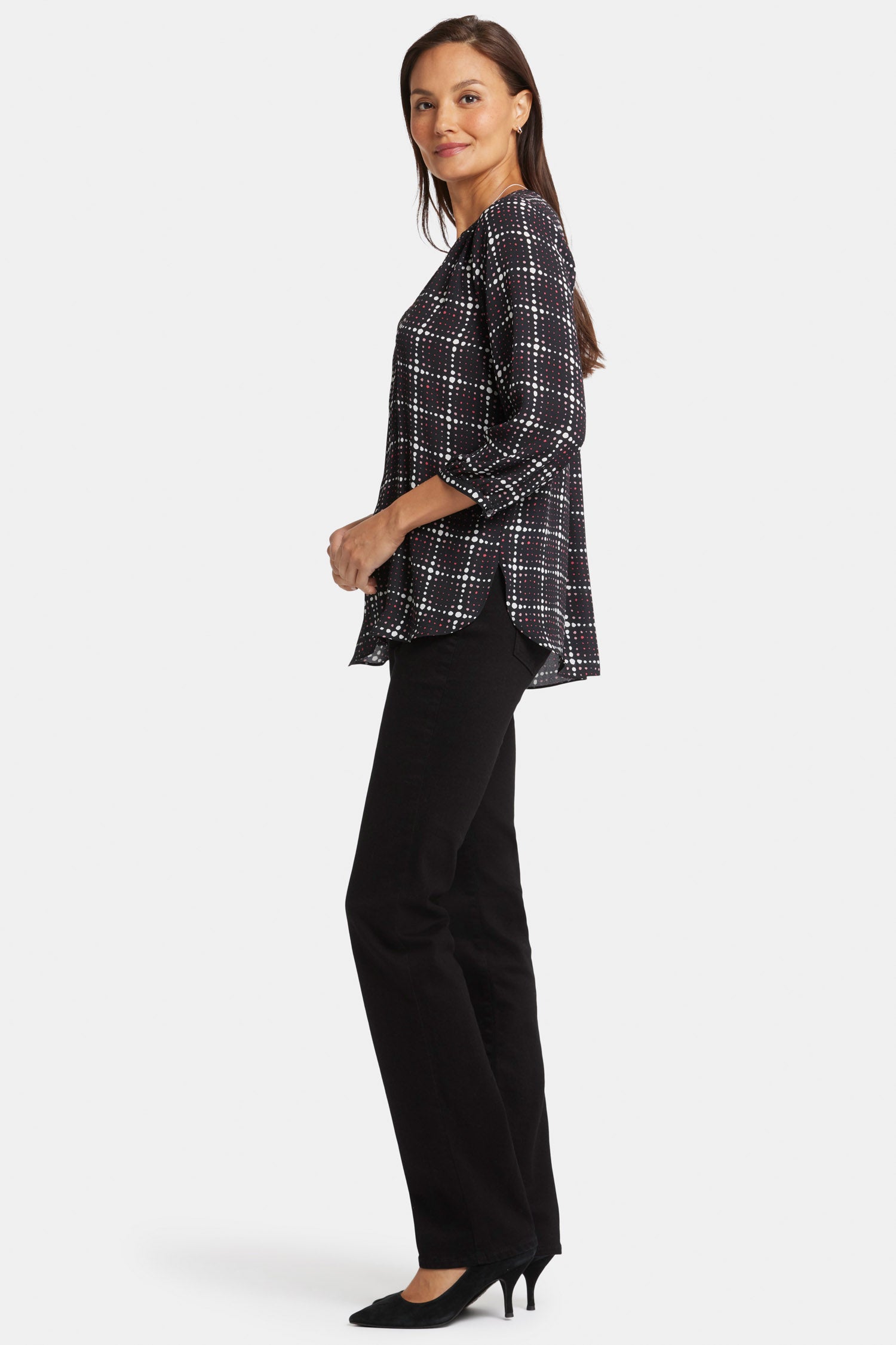 Pintuck Blouse - Lattice Dots Multi | NYDJ