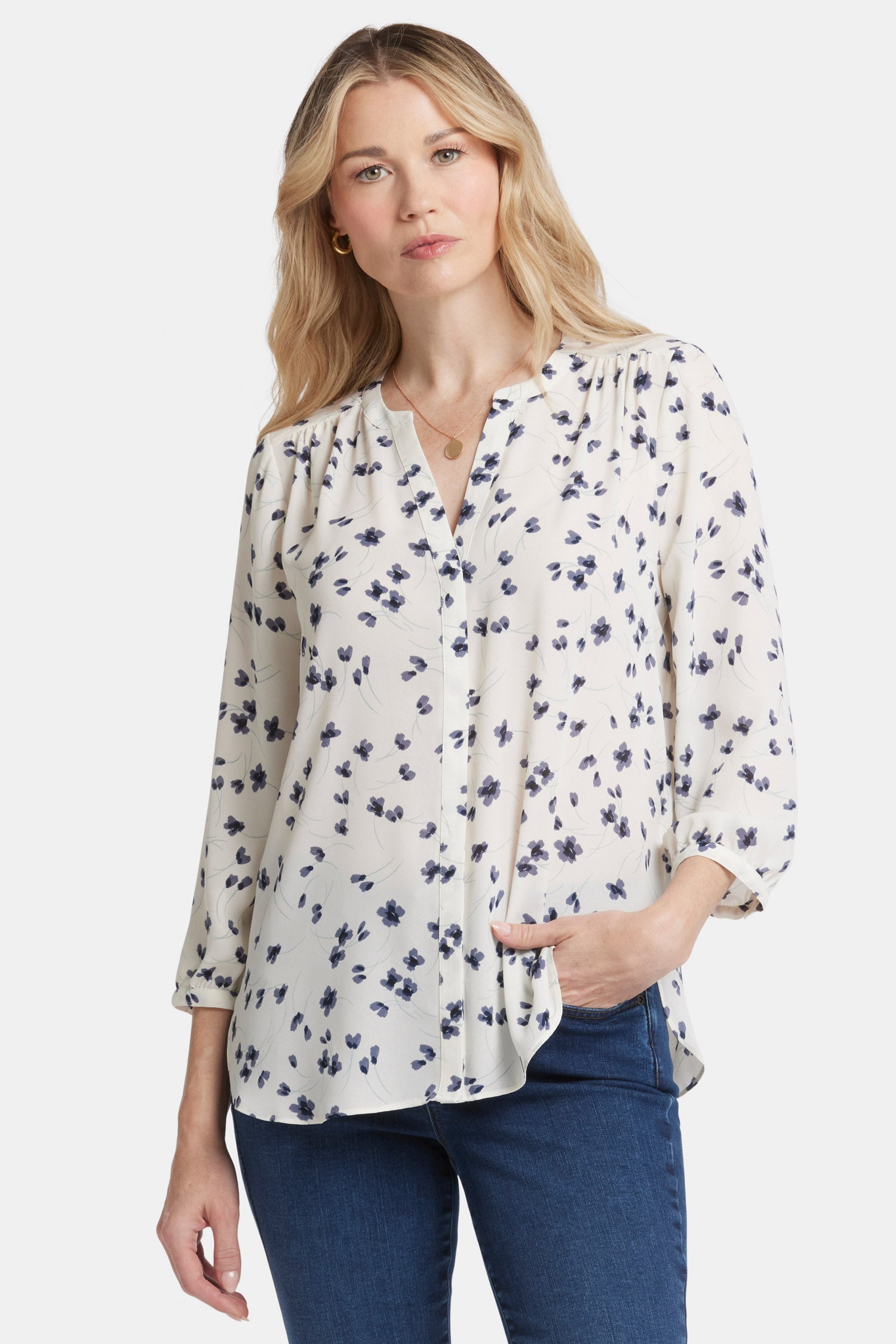Pintuck Blouse - Iris Buds Multi | NYDJ